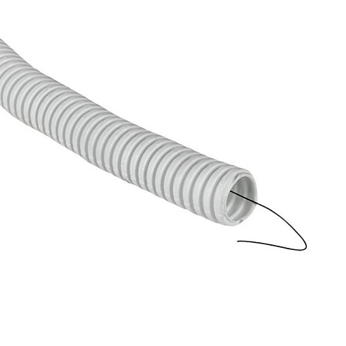 Труба гофр.ПВХ Plast с зондом d16мм (100м) белая EKF | tg-z-16-100-white | EKF