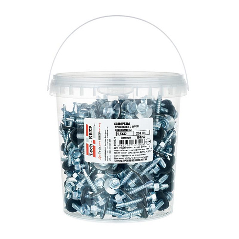 Саморез КР ZP св. 5,5х32 (250 шт) - ведро ( 1,935 кг) | 104752 | Tech-KREP