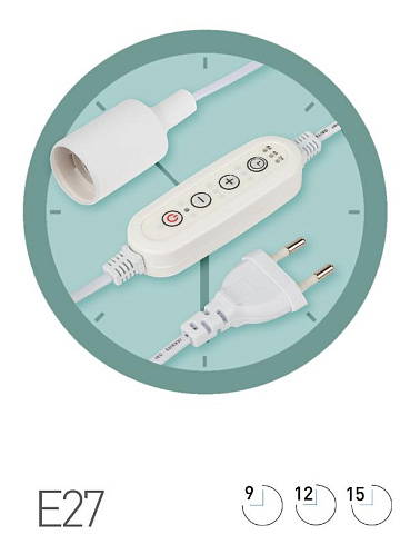 Светильник для растений  FITO-Time Holder E27 3 м с проводом и таймером для фитоламп с цоколем Е27 | Б0064279 | ЭРА