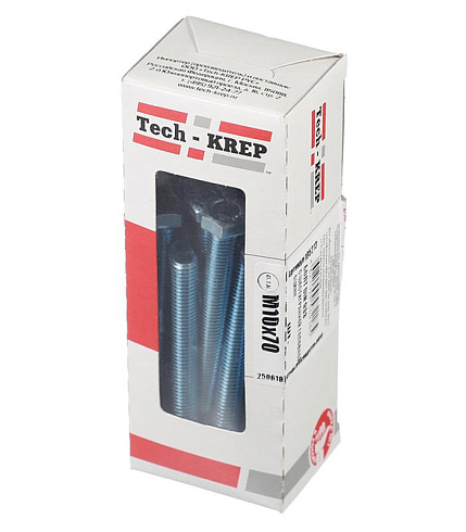 Болт DIN933 8.8 с шестигранной головкой оцинк. М10х70 (15 шт) - коробка с ок. Tech-K ( 0,716 кг) | 126521 | Tech-KREP