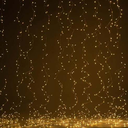 Светодиодная новогодняя гирлянда  ENIZ-800W занавес Роса-мишура 3*2 м теплый свет 800 microled IP20 | Б0060421 | ЭРА