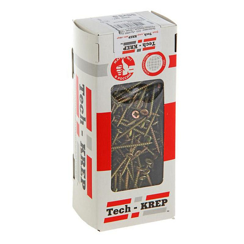 Саморезы универсальные 50х3,5 мм (200 шт) желтые - коробка с окном ( 0,41 кг) | 102238 | Tech-KREP