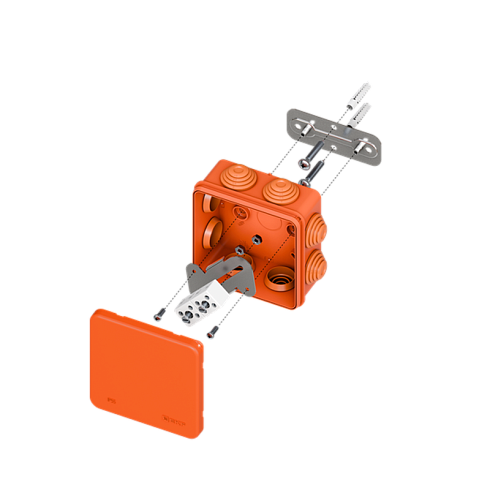 Коробка огнестойкая E45 85х85х40мм с клеммниками 4 полюса 0,5-6мм2 IP55 HF | plc-kmfr-85-406 | EKF