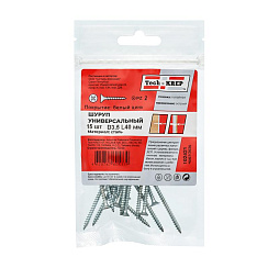 Саморез ШУц 3,5х40 пот. гол. (15 шт) - пакет ( 0,027 кг) | 102421 | Tech-KREP