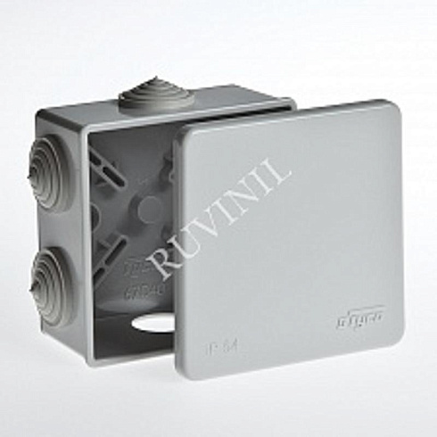 Коробка распределительная для о/п 85х85х40мм 6вводов IP54 | 67040 | Рувинил