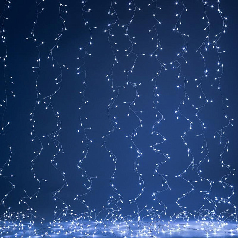 Светодиодная новогодняя гирлянда  ENIZ-800H занавес Роса-мишура 3*2 м холодный свет 800 microled IP20 | Б0060420 | ЭРА