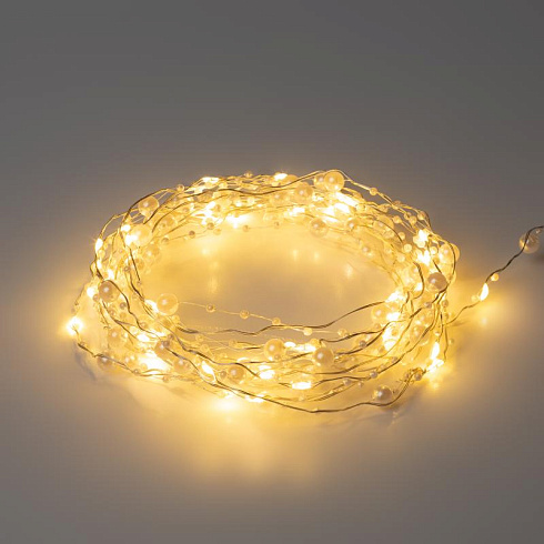 Гирлянда Нить ЕGNIG - ZH Жемчуг, 1,9 м, теплый свет, 20 LED, 3ААА, IP20 | Б0055992 | ЭРА