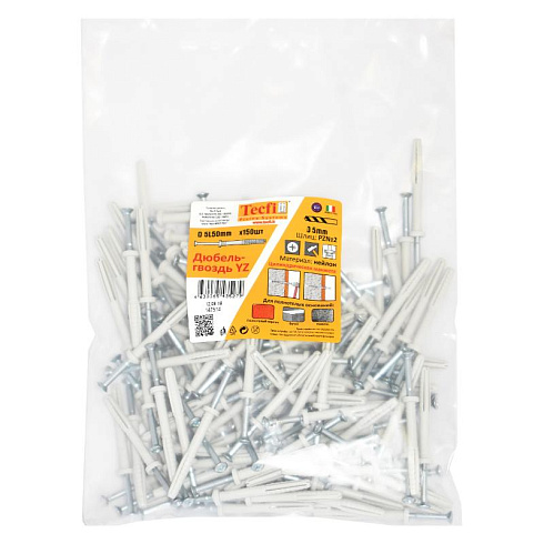 Дюбель-гвоздь YZ цилиндр. манжета нейлон 5x50 (150 шт) - пакет | 147514 | Tecfi
