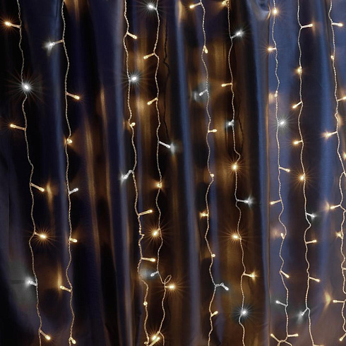 Светодиодная гирлянда CL24 занавес 3*3м + 3м 230V 2700К ,эффект стробов, c питанием от сети | 41630 | Feron
