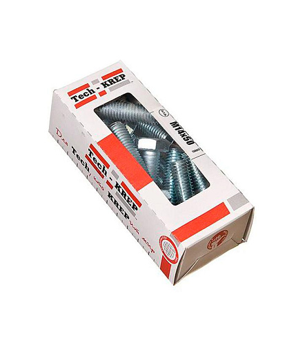 Болт DIN933 8.8 с шестигранной головкой оцинк. М14х50 (20 шт) - коробка с ок. Tech-K ( 1,58 кг) | 126533 | Tech-KREP