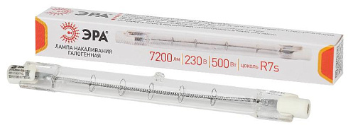 Лампа галогенная линейная  J118-500W-R7s-230V (галоген, J118, 500Вт, нейтр, R7s) (10/500/18000) | Б0048495 | ЭРА