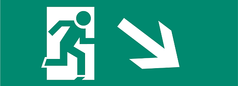 Наклейка для аварийного светильника S4 для ДСА-503 328*119 "Направление к эвак. выходу вниз налево" (штрифт нестандарт) | .5035164 | ФАZA