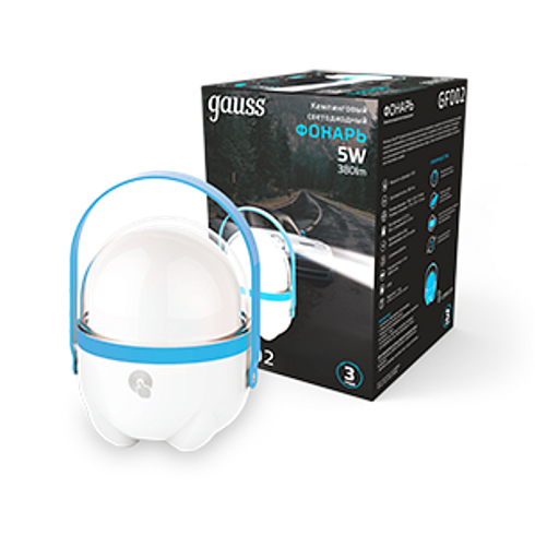 Фонарь кемпинговый GFL002 5W 380lm Li-ion 3600mAh диммируемый голубой LED 1/20/40 | GF002 | Gauss