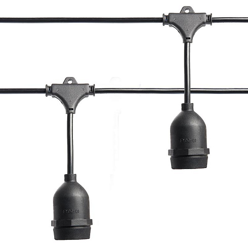 Гирлянда "Евро белт-лайт" на подвесах, 20 E27, шаг 50cm черный, 13м (3м сетевой шнур) IP65, CL50-13-1 | 41826 | FERON