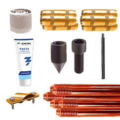 Комплект контура заземления EZ – 15 (15 метров, 14 мм, 10 х 1500 мм) с насадкой SDS-max|90013|Ezetek