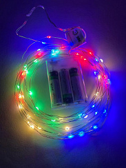 Гирлянда светодиодная  Нить 5 м мультиколор, на эл.пит.АА  ENIN -5NM   IP20 (100/2500) | Б0047959 | ЭРА