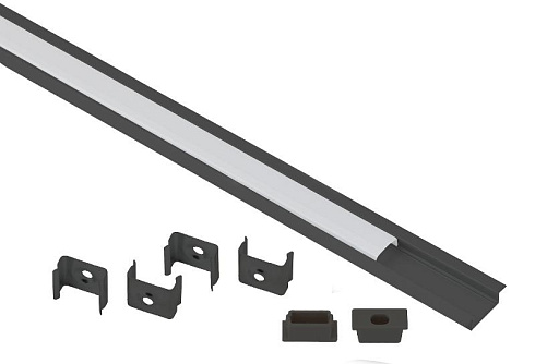 Комплект с врезным анодированным профилем  2206B 22х6мм, 2м, черный САВ251  | Б0062792 | ЭРА