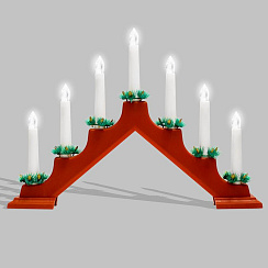 Новогодняя горка 7 свечек, цвет корпуса: Красный, цвет свечения: ТЕПЛЫЙ БЕЛЫЙ | 501-082 | NEON-NIGHT