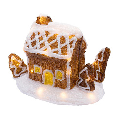 Акриловая светодиодная фигура Пряничный домик 26х15,5х20 см, 30 светодиодов, батарейки 3хАА (не входят в комплект) | 513-324 | NEON-NIGHT