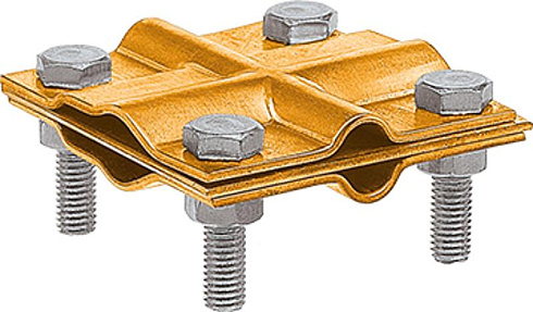 Зажим заземления полоса/пруток - полоса/пруток крестообразный, латунь|90530-2|Ezetek