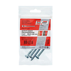 Болт DIN 571 сантехнический оцинк 6х50 (4 шт) - пакет ( 0,039 кг) | 102581 | Tech-KREP