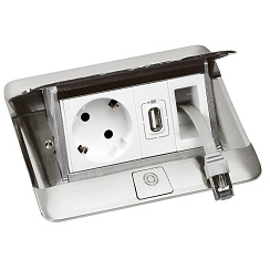 Выдвижной блок в стол, с комплектом для монтажа, 4 модуля, цвет нержавеющая сталь, для монтажа ЭУИ | 654000 | Legrand