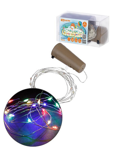 Гирлянда-пробка для бутылки "Роса20" 20LED, 2м, многоцветная, 3хAG13/LR44, | SQ0361-0101 | TDM