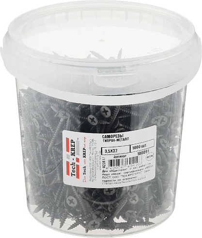 Саморез ШСГМ 3,5х32 (1000 шт) - ведро ( 1,568 кг) | 100091 | Tech-KREP