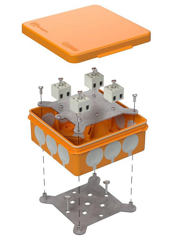 Коробка огнестойкая для о/п двухкомпонентная 60-0303-FR2.5-8 Е15-Е120 100х100х40 IP66  8p, 2.5 мм.кв.| 60-0303-FR2.5-8 | Промрукав