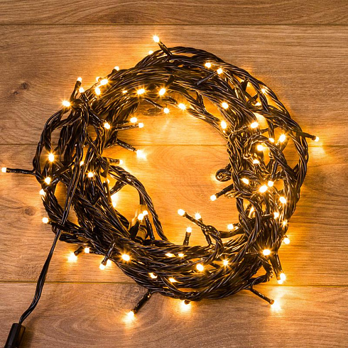 Гирлянда Твинкл Лайт 20 м, черный ПВХ, 200 диодов, цвет теплый белый | 303-146 | NEON-NIGHT