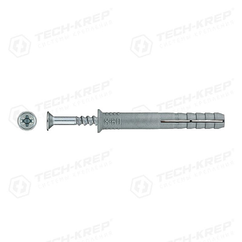 Дюбель-гвоздь 8х60 пот. манжета (полипропилен) (75 шт) - ведро ( 0,629 кг) | 104744 | Tech-KREP