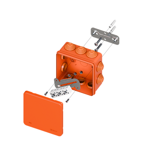 Коробка огнестойкая E45 100х100х50мм с клеммниками 6 полюсов 0,5-4мм2 IP55 HF | plc-kmfr-100-604 | EKF