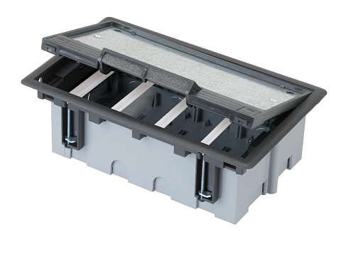 Simon Connect Люк в пол на 4 S-модуля (8 модулей К45), глубина 90-120мм, фальшпол, графит | SF410-14 | Simon