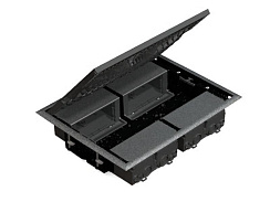 Simon Connect Люк в пол с горизонт.подключ.потребителей на 4 S-модуля, глубина 69мм, серый | SF400-1 | Simon