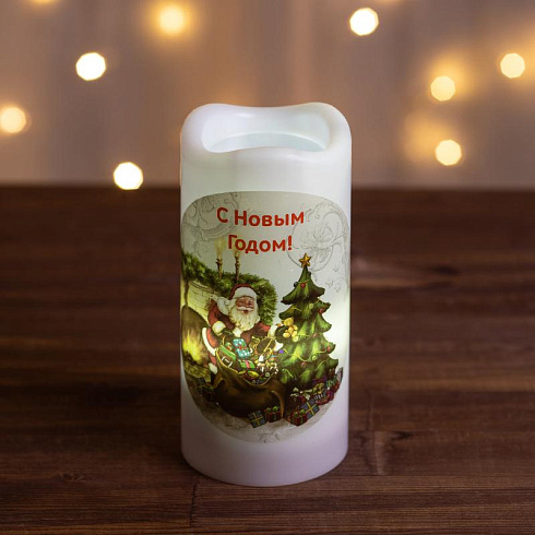 Светодиодный проектор  EGNDS -SK светильник новогодний Свеча Санта теплый свет LED 3*ААА 15 см | Б0060551 | ЭРА