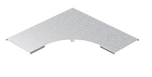 Крышка к углу плоскому плавному универсальному 90 град. к лотку 500 радиус 200 мм, толщ. 1,0 мм, Сендзимир цинк, 020354 | КУПТРП90-500-1,0-R200-СЦ |  
