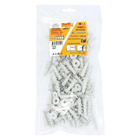 Дюбель DRIVA HF нейлон 15x32 (100 шт) - пакет | 147477 | Tecfi