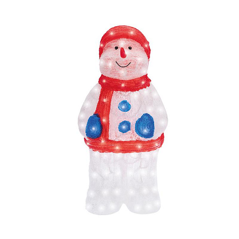 Акриловая светодиодная фигура Снеговик в синих варежках 31х25х59 см, IP65, понижающий трансформатор в комплекте | 513-283 | NEON-NIGHT