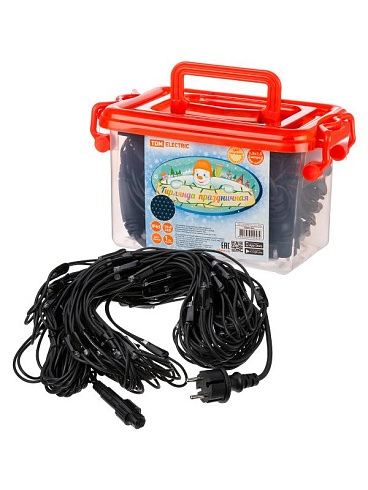 Гирлянда светодиодная "Сеть" 1,5х1,5 м, 120LED, 2700К, черный шнур, посл. подкл, IP65, 250 В, | SQ0361-0063 | TDM ELECTRIC