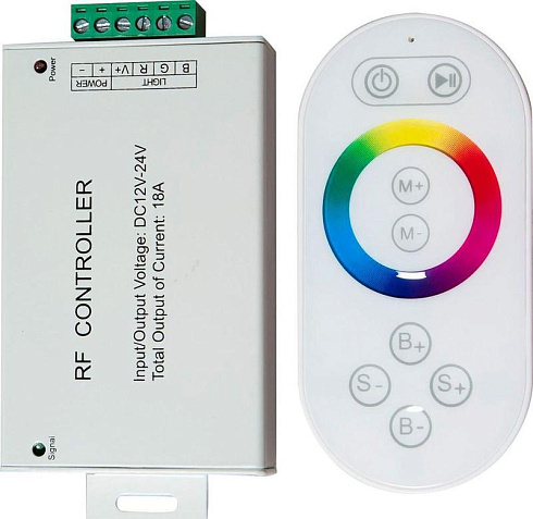 Контроллер для светодиодной ленты с П/У белый, LD56   18А12-24V (подходит для LS606,607) 137*137*51мм | 21558 | FERON