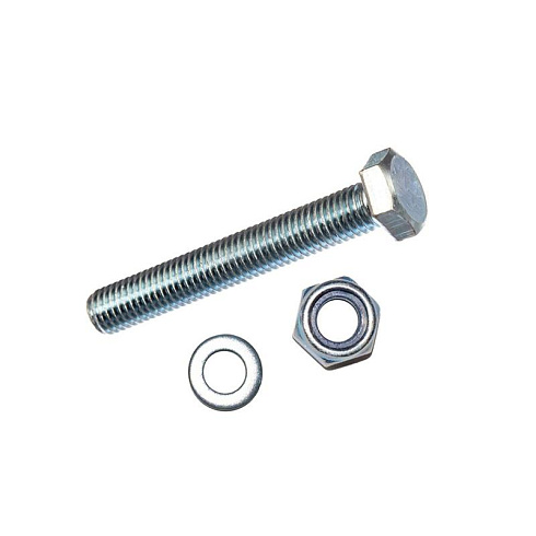 Болт DIN933 с шестигранной головкой оцинк. М10х120 + гайка + шайба (2 шт) - пакет ( 0,173 кг) | 136918 | Tech-KREP