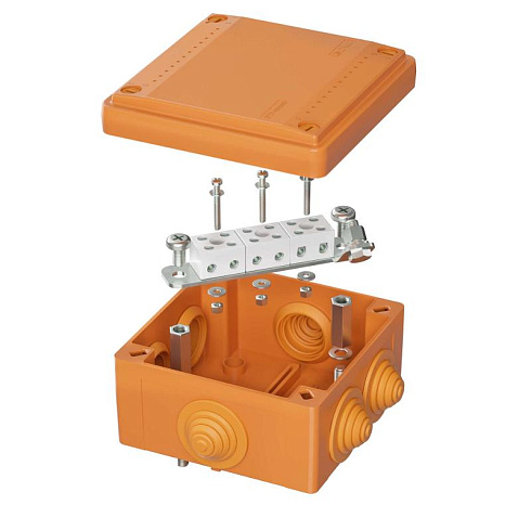 Коробка распределительная пластиковая FS огн., IP56,100х100х50мм, 6р, 450V,6A, 4мм.кв с кабельными вводами и клеммниками | FSB11604 | DKC