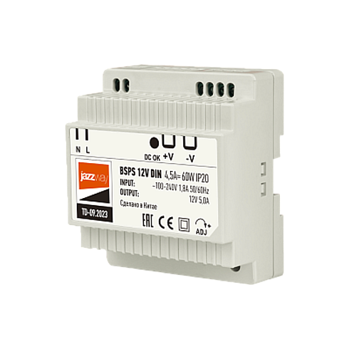 Драйвер для светодиодной ленты BSPS DIN 12V 4.5A=  60w PL IP20 3г.гар на DIN-рейку | .5049963 | Jazzway