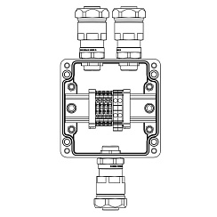 Коробка клеммная Ex из GRP; 1Ex e IIC T5 Gb IP66; Ex tb IIIB T95C Db;Клеммы 2,5 кв.мм. -6 шт.; А,С: ввод D8-13мм под небронир-ный кабел ьв металлор
