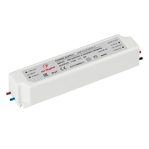 Блок питания ARPV-LV12035-A (12V, 3.0A, 36W) (Arlight, IP67 Пластик, 3 года) | 018968(1) | Arlight