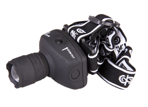 Фонарь налобный H2-L1WZ-3AAA-bk (1W LED, zoom) черный | 2851437 | ФАZА